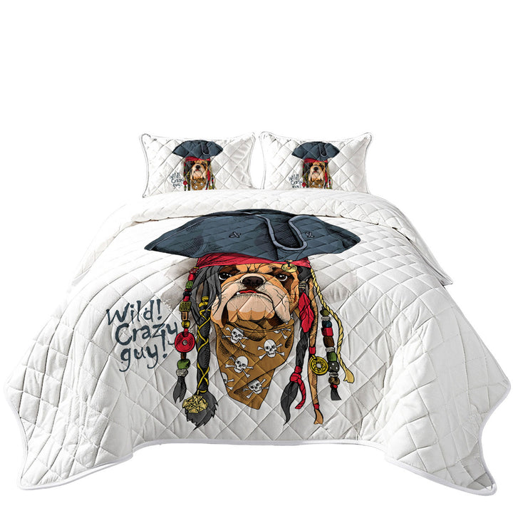 Coverlets with Cool and Crazy Pirate Bulldog