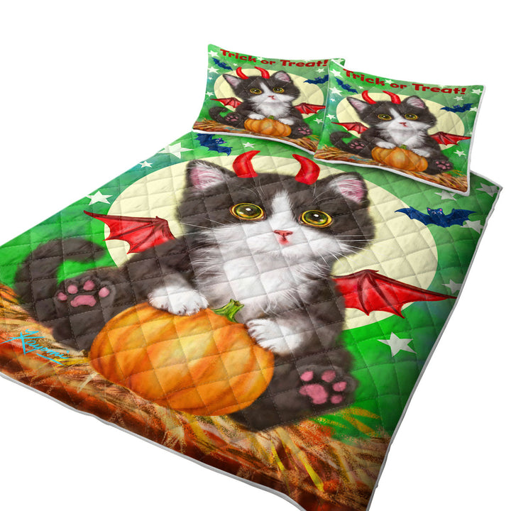 Coverlets with Cute Cat Design for Halloween Devil Kitten