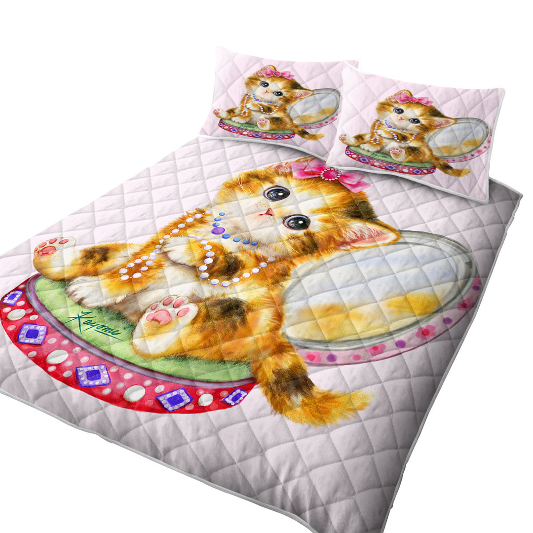 Coverlets with Cute Cat Drawings Ginger Tabby Girl Kitten
