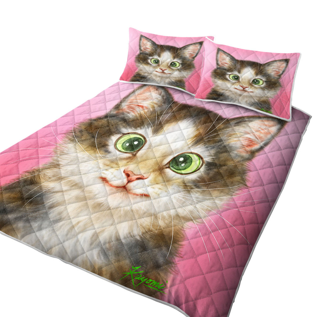 Coverlets with Cute Cats Drawings Sweet Black Brown Kitten