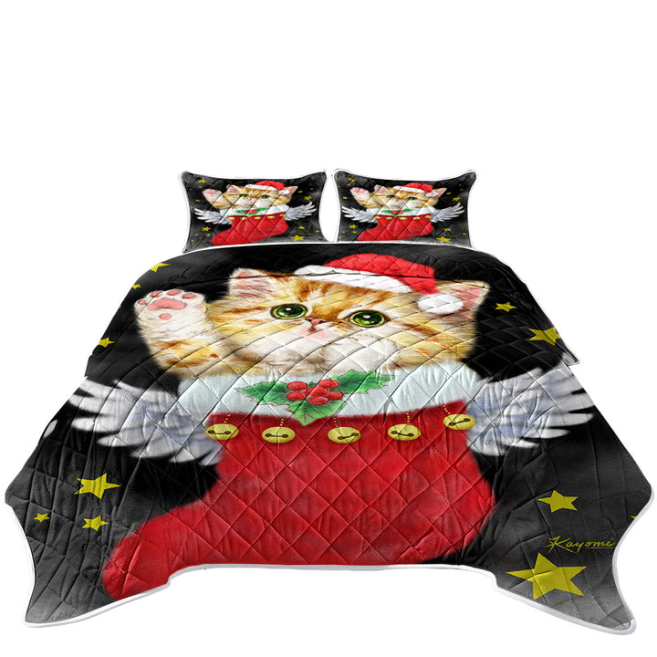 Coverlets with Cute Ginger Kitty in Red Angle Christmas Sock