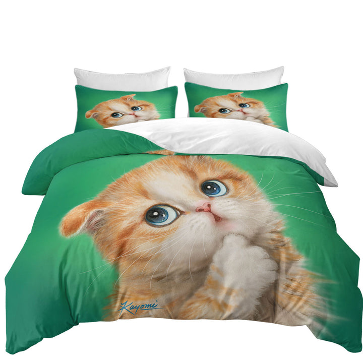 Coverlets with Cute Innocent Ginger Kitty Cat