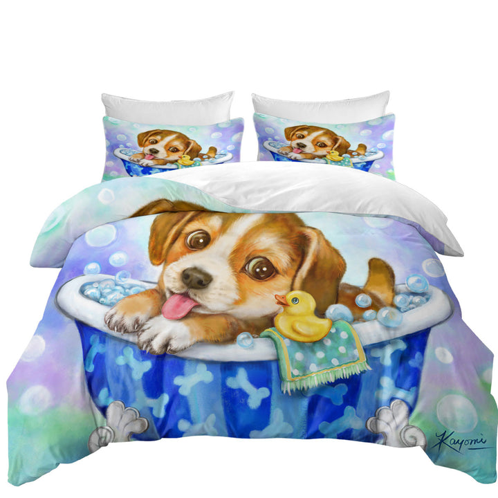 Coverlets with Cute Paintings for Kids Dog Puppy Bath Time