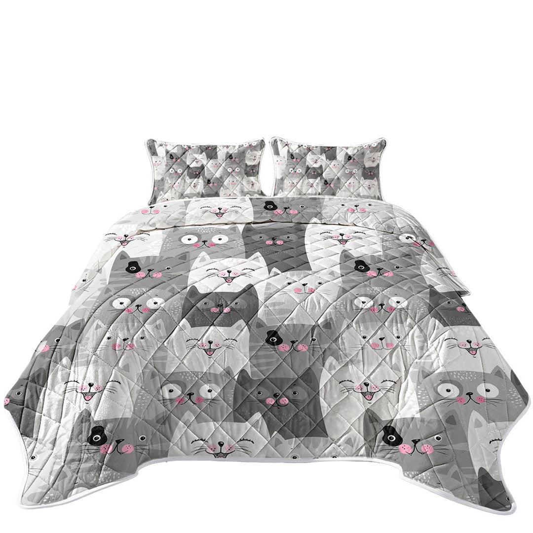 Coverlets with Cute and Sweet Grey Cats