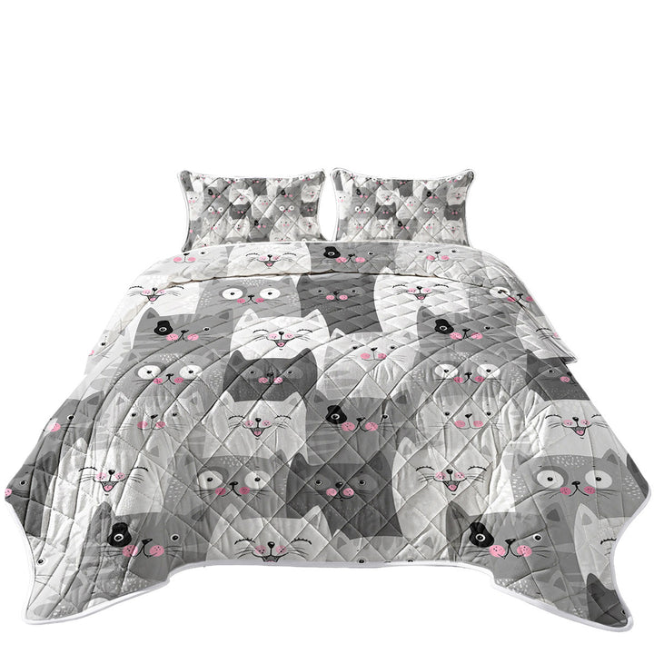 Coverlets with Cute and Sweet Grey Cats