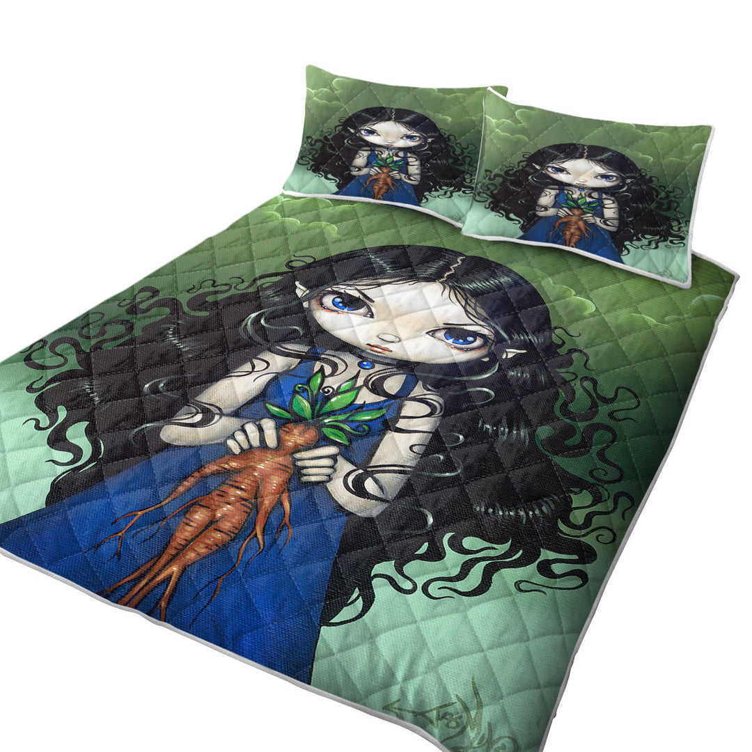 Coverlets with Dark Art Gothic Vibes Girl with Mandrake Root