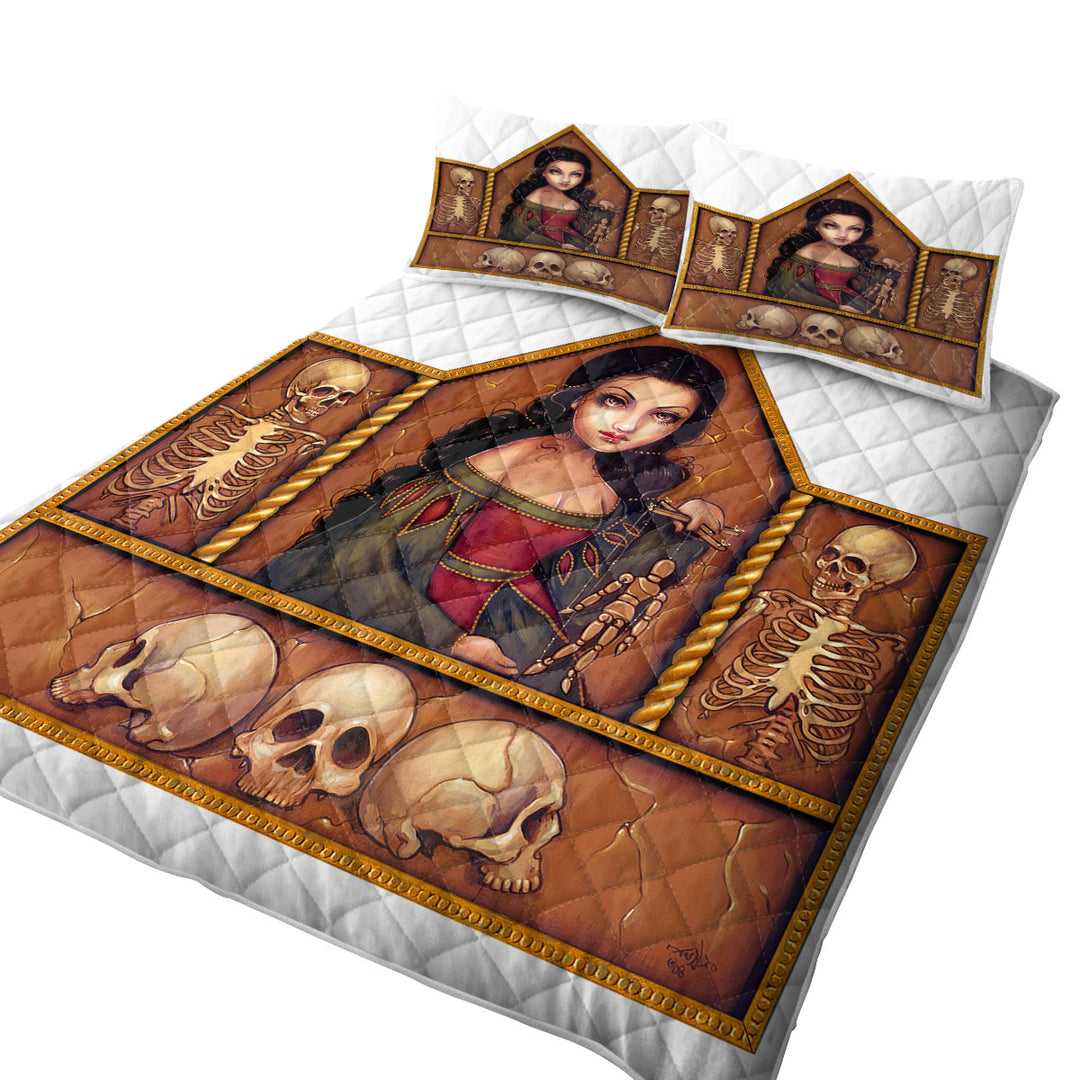 Coverlets with Dark Art Memento Mori Beautiful Maiden and Skeletons