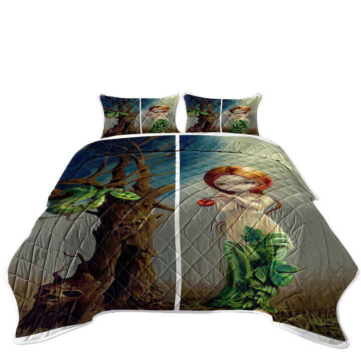 Coverlets with Eve and the Tree of Knowledge Woman and Snake