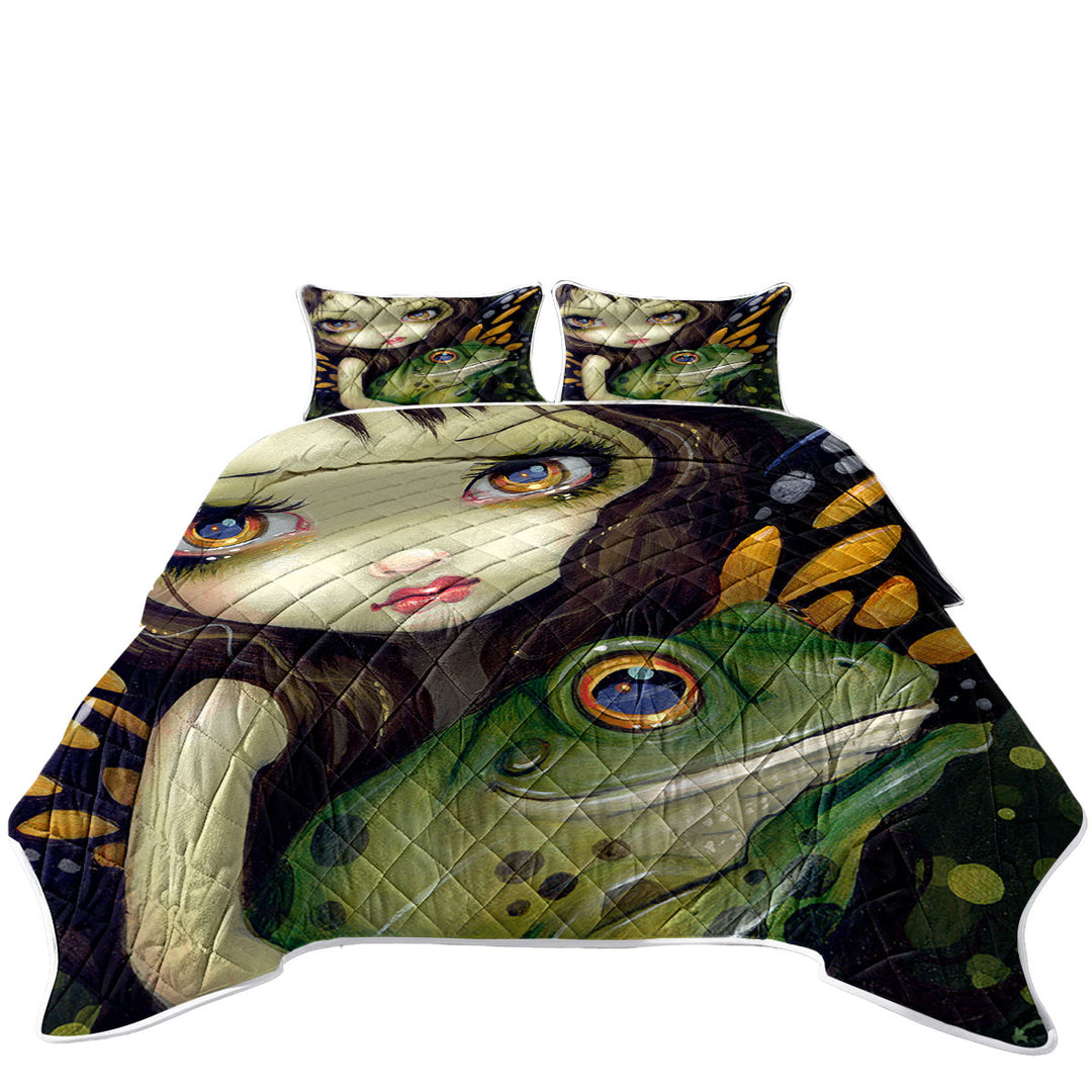 Coverlets with Faces of Faery _146 Butterfly Fairy and Her Frog