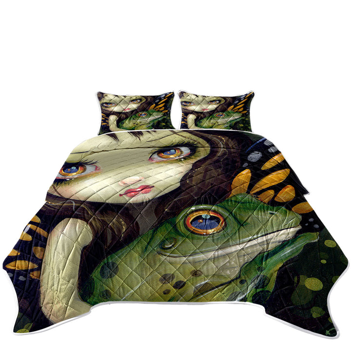 Coverlets with Faces of Faery _146 Butterfly Fairy and Her Frog