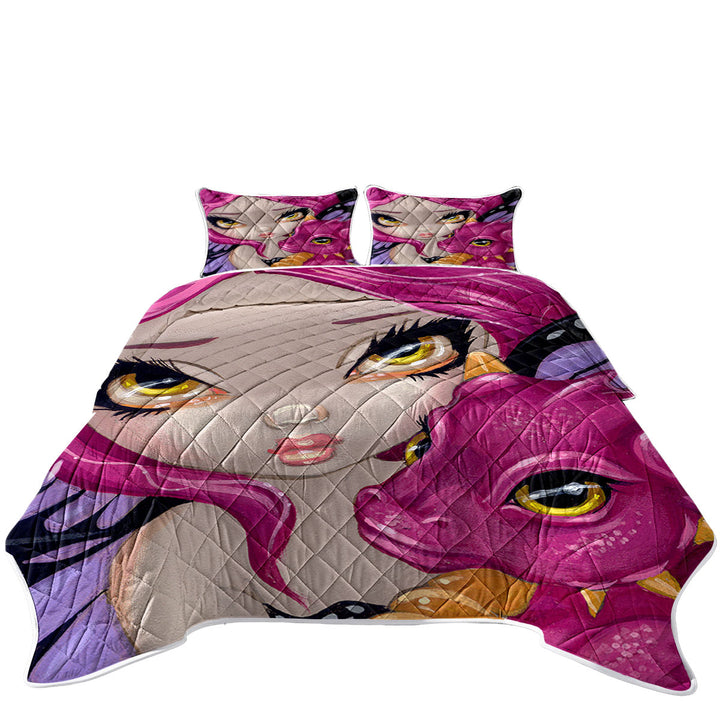 Coverlets with Faces of Faery _24 Cute Purple Baby Dragon
