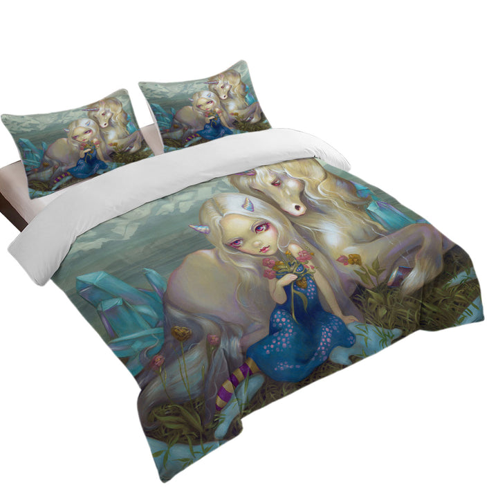 Coverlets with Fantasy World Maiden Fiona and the Unicorn