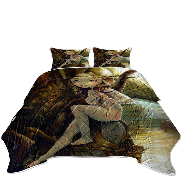 Coverlets with Forest Creatures Tree Nymph in the Hamadryad Lake