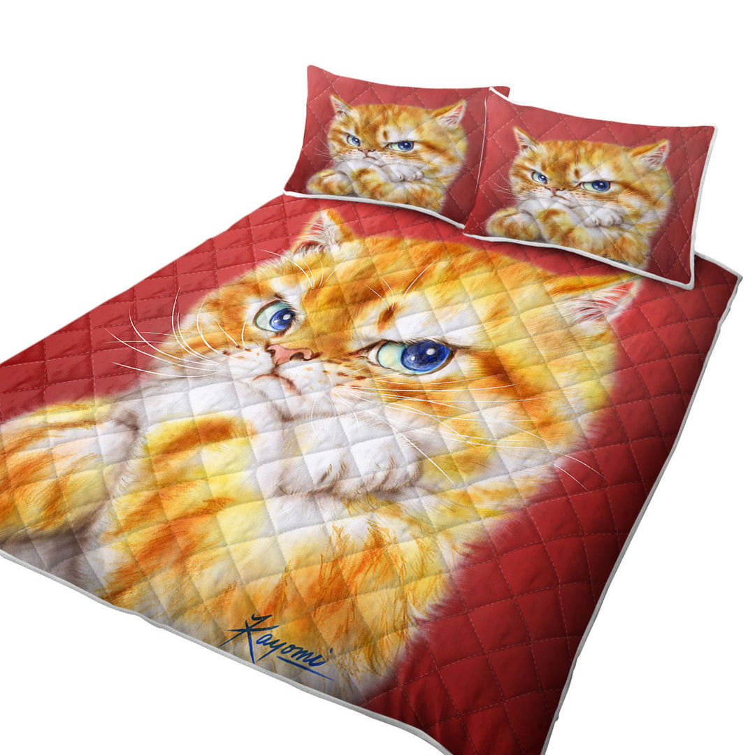 Coverlets with Funny Cats Drawings Angry Cute Ginger Kitty