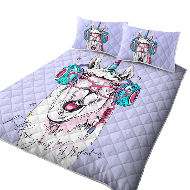 Coverlets with Funny Hipster Unicorn Llama