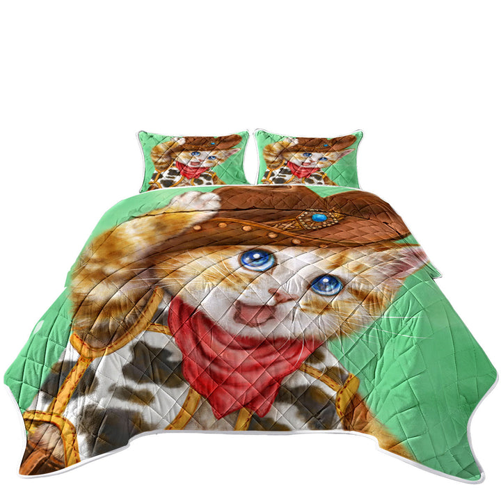 Coverlets with Funny Kittens Cute Cowboy Ginger Cat