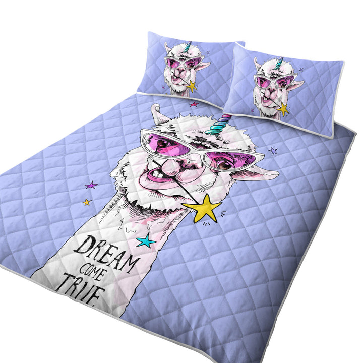 Coverlets with Funny and Positive Unicorn Llama