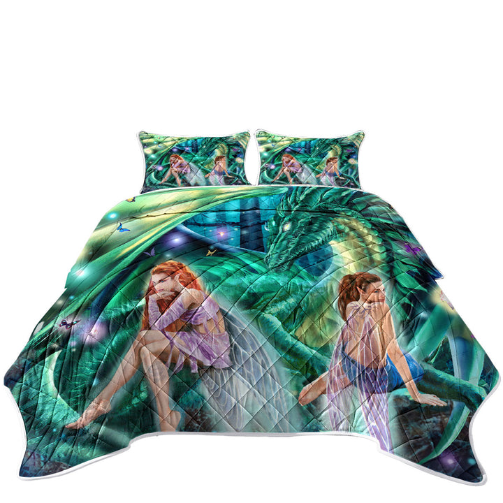 Coverlets with Gemini Mischief Fairies and Dragon