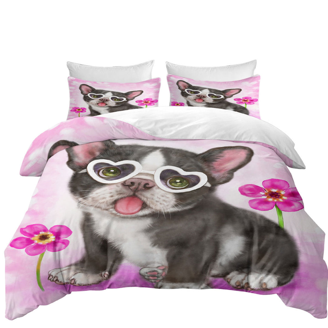 Coverlets with Girly Dog Design Cute French Bulldog Puppy