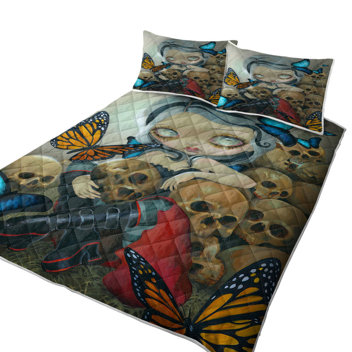 Coverlets with Goth Fairy Butterflies and Bones