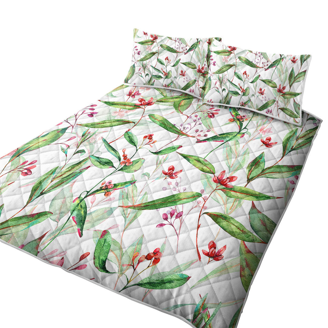 Coverlets with Green Leaves and Berries