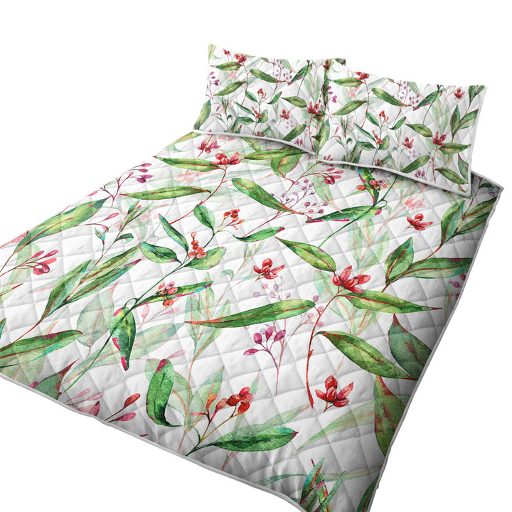 Coverlets with Green Leaves and Berries