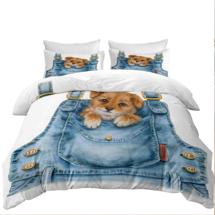 Coverlets with Kids Cute Animal Drawings Pocket Dog Puppy