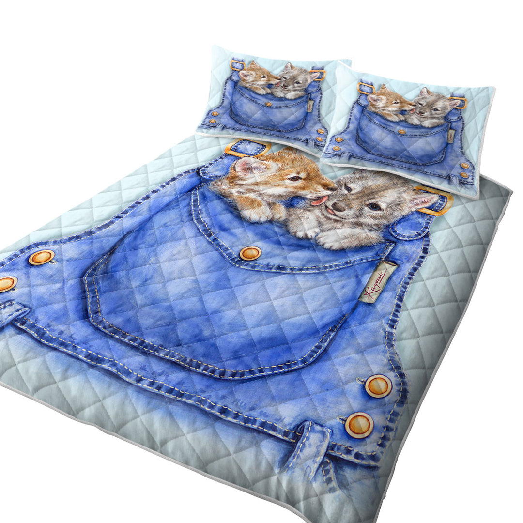Coverlets with Kids Cute Animals Wolf Cubs Overall