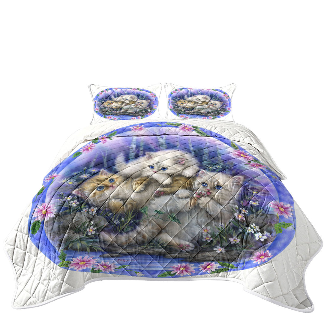 Coverlets with Kids Design Cute Three Kittens Outdoor Adventure