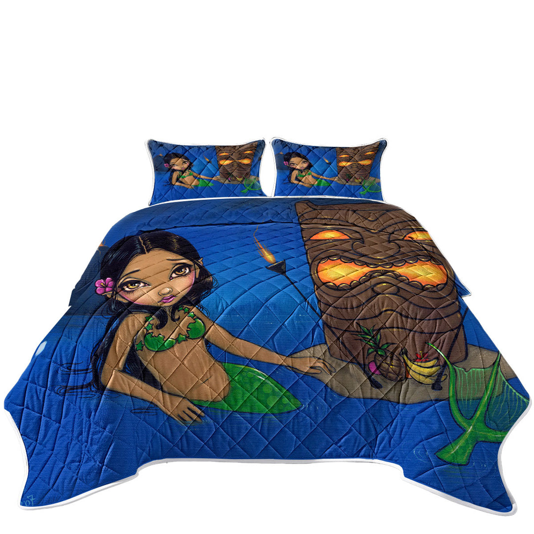 Coverlets with Kids Painting Beautiful Tiki Mermaid