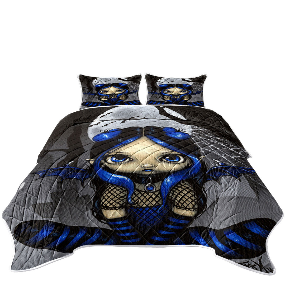 Coverlets with Little Batty Goth Girl and Bats