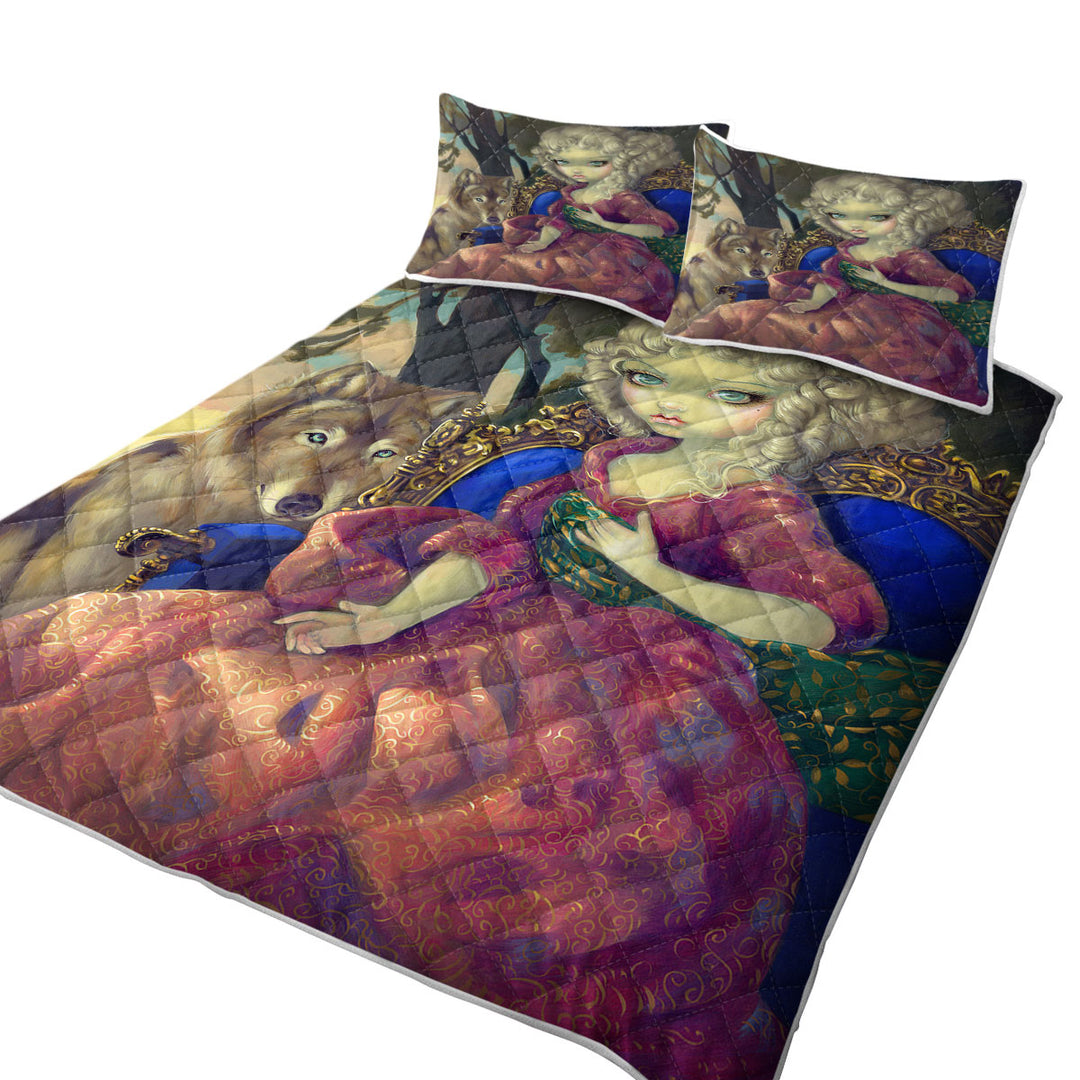 Coverlets with Loup Garou Fine Art the Dawn Wolf and Beautiful Girl