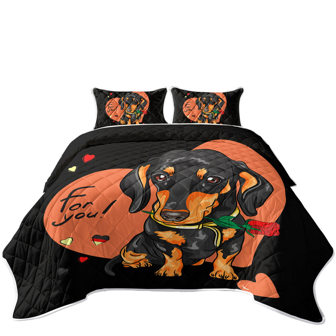 Coverlets with Loving Dachshund Dog
