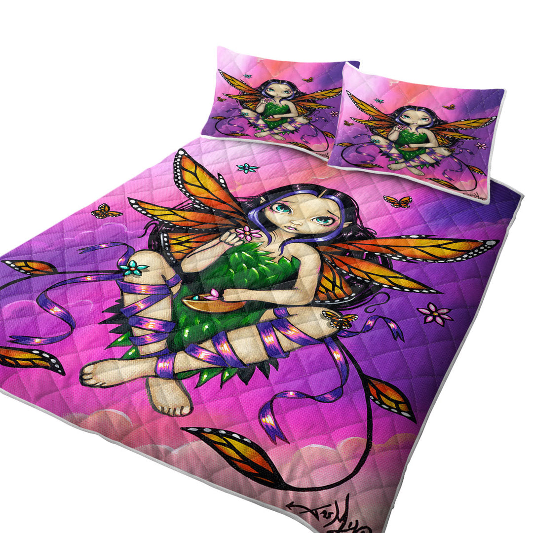 Coverlets with Monarch Butterfly Fairy at Sunset