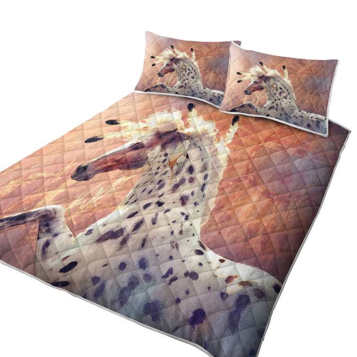Coverlets with Native American Horses Art the Prairie Wind