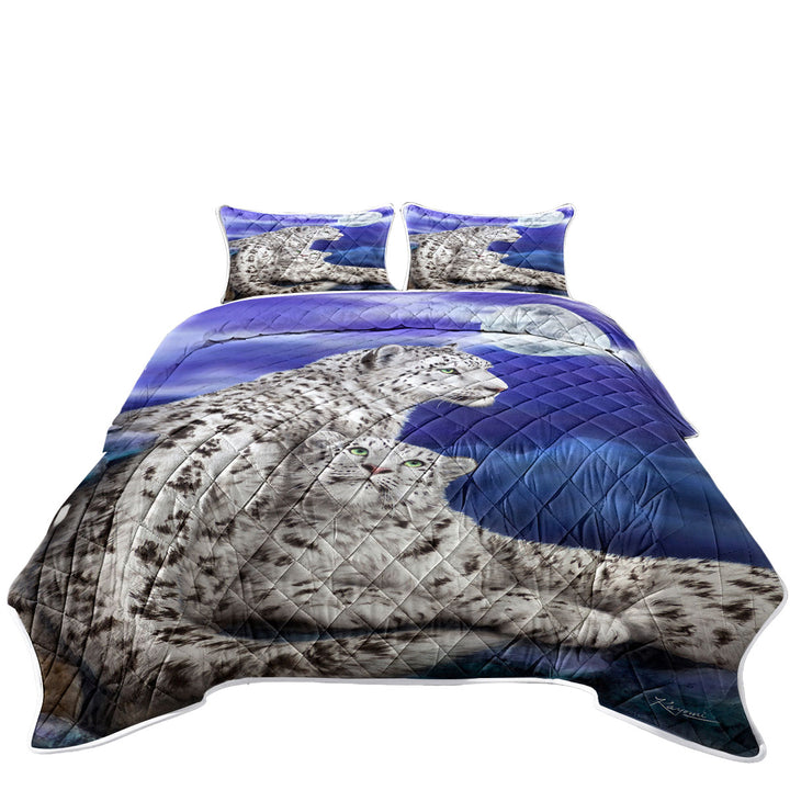 Coverlets with Nocturne Two White Leopards Under the Moon