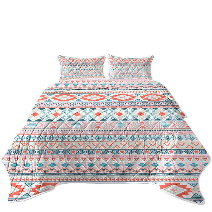 Coverlets with Peach Hues Aztec Stripes