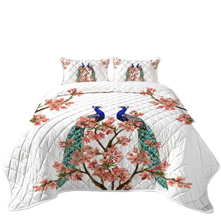 Coverlets with Peacocks and Pink Flowers