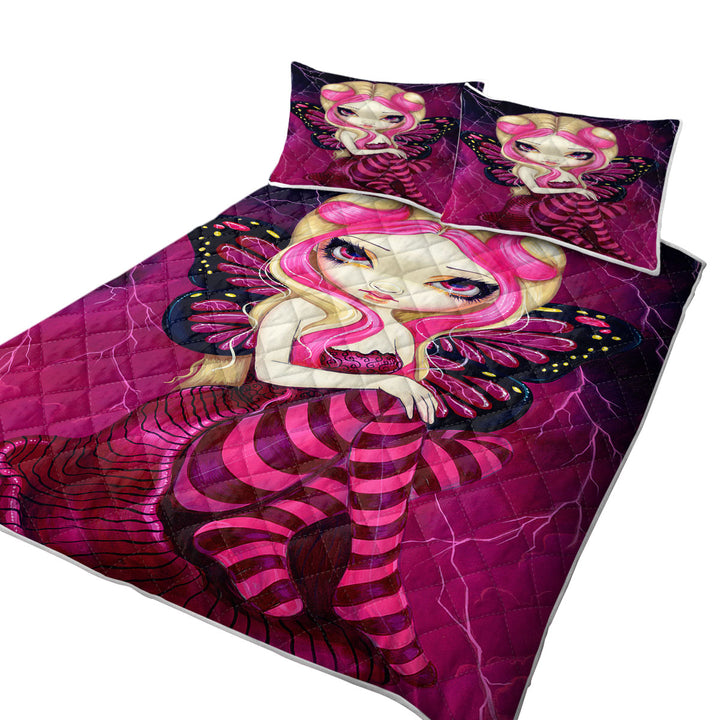 Coverlets with Pink Lightning Storm Clouds Blond Fairy