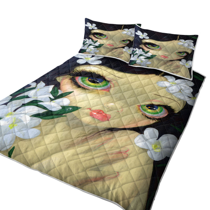 Coverlets with Poisonous Beauties White Oleander Girl and Flowers