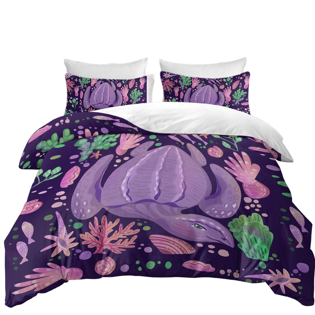Coverlets with Purple Underwater World and Pretty Turtle