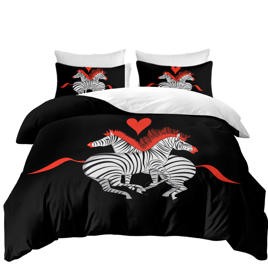 Coverlets with Red Haired Zebras in Love