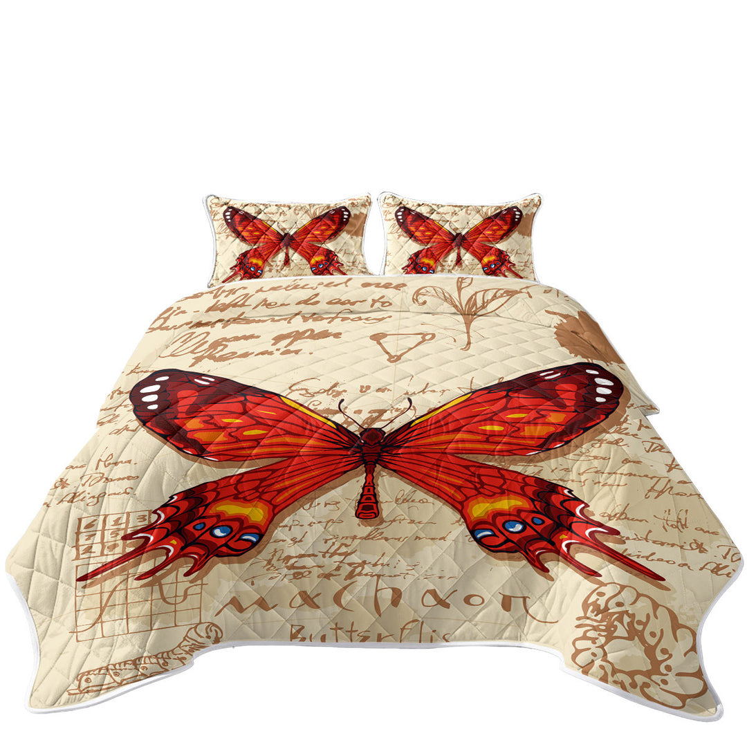 Coverlets with Red Machaon Butterfly