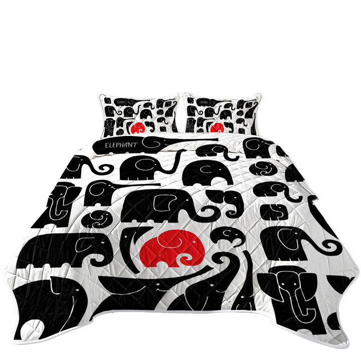 Coverlets with Red Spot in Black Elephants