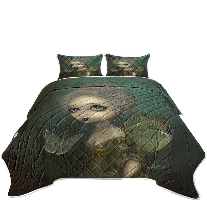 Coverlets with Sad Fairy Art Butterflies in Gloom