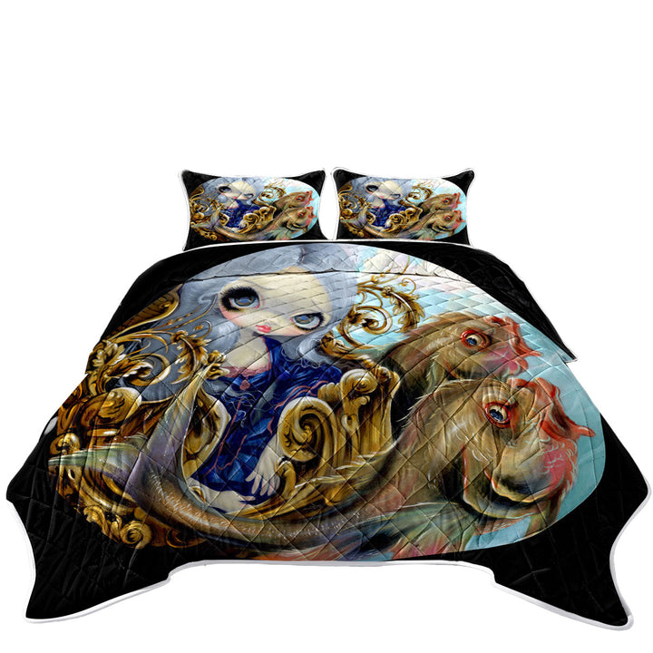 Coverlets with Sea Chariot Fish Transporting a Beautiful Maiden