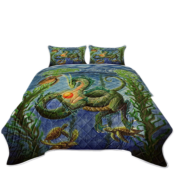 Coverlets with Secrets of the Sea Underwater Turtles and Dragon