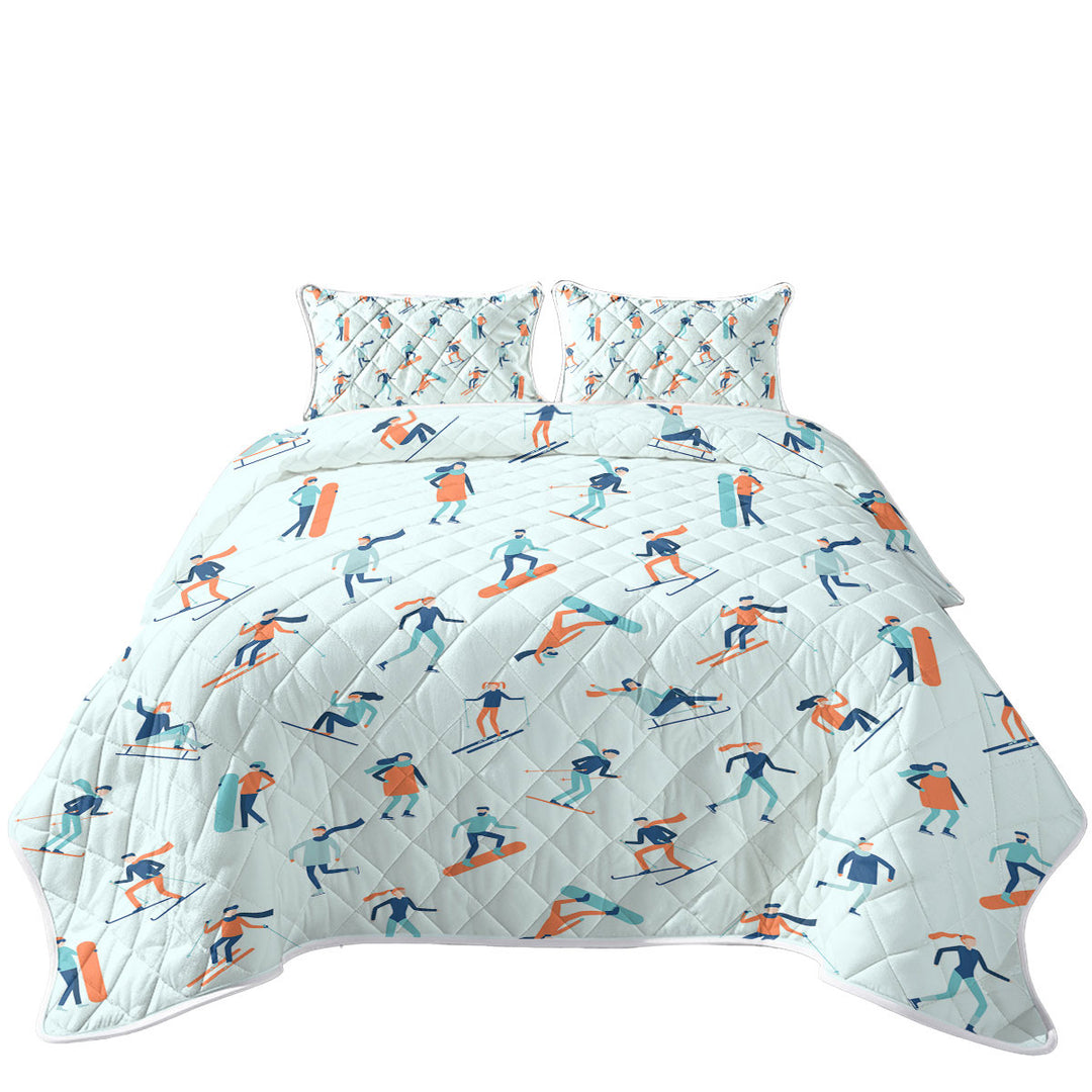 Coverlets with Skiing and Snowboarding Pattern