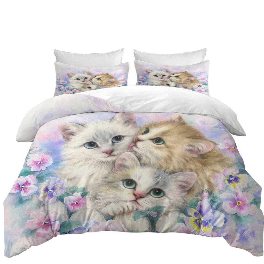 Coverlets with Three Adorable Kittens Daydreamers Cat Art