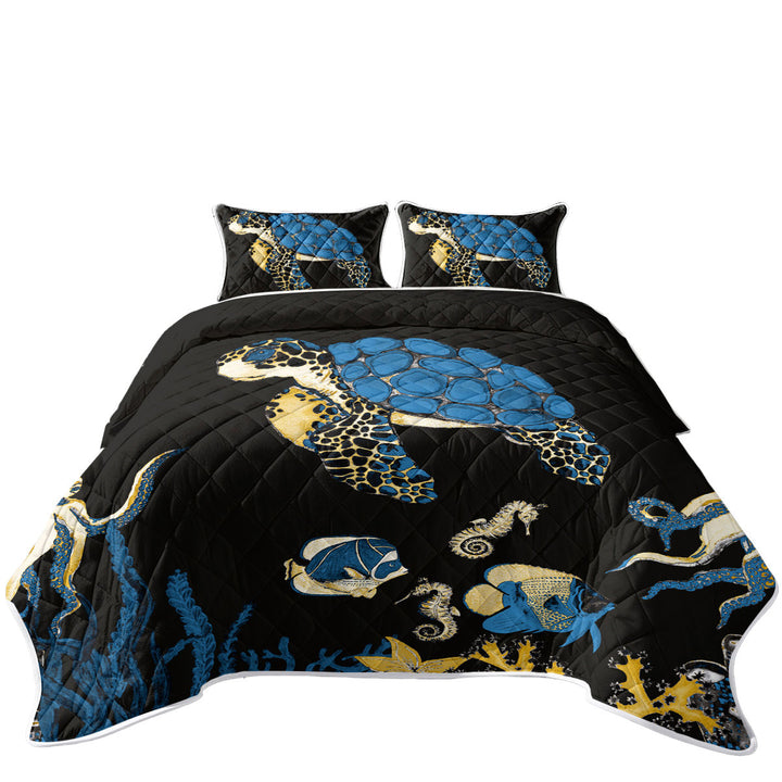 Coverlets with Turtle and Friends Underwater Darkness